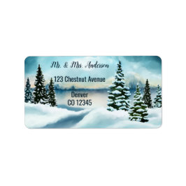 Étiquette de adresse de mariage d'hiver aquarelle