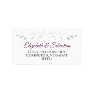Étiquette de adresse de mariage élégant Cassis et