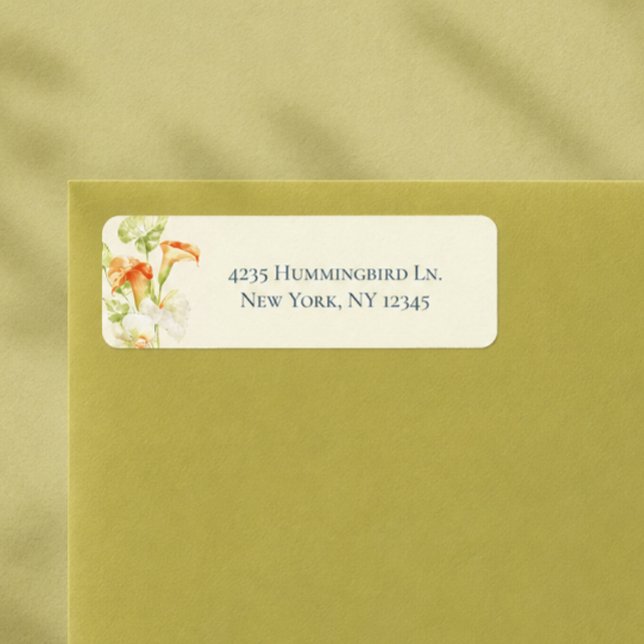 Étiquette de Adresse de Mariage Florale Éditoriale (Modern editorial return address label. Part of a coordinating suite.)