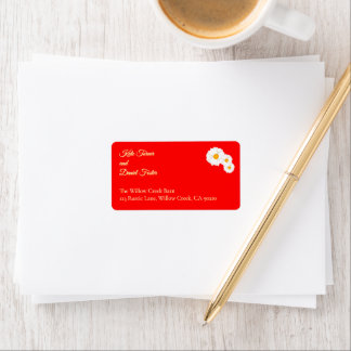 Étiquette de Adresse de Mariage Florale Rouge