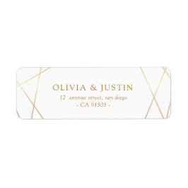 Étiquette de adresse de mariage géométrique d'or m