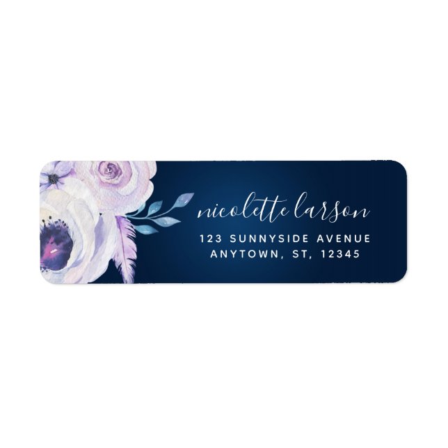 Étiquette de adresse de Mariage Rose de Marine et  (Devant)