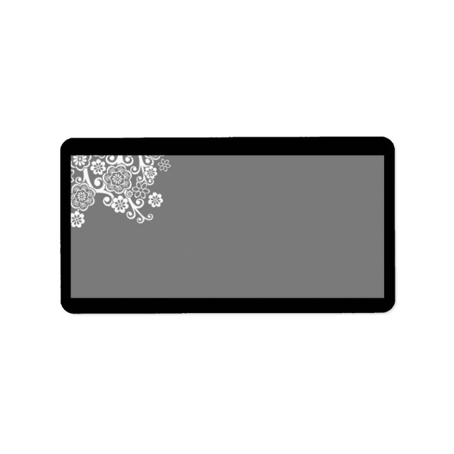 Étiquette de adresse de messagerie Floral noir et  (Devant)
