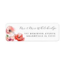 Étiquette de adresse de montagne rose et rouge pav