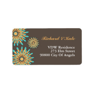 Étiquette de adresse de motifs floraux de couleur 