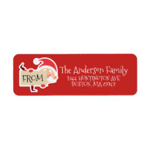 Étiquette de adresse de Noël de la jolie Père Noël
