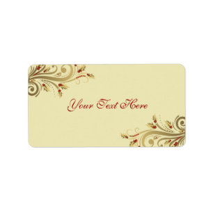 Étiquette de adresse de Noël Gold Holly