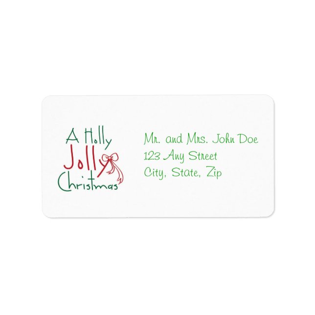 Étiquette de adresse de Noël Holly Jolly (Devant)