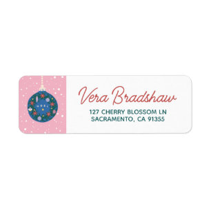 Étiquette de adresse de Noël Noel Pink