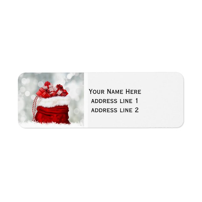 étiquette de adresse de Noël personnalisé rouge et (Devant)