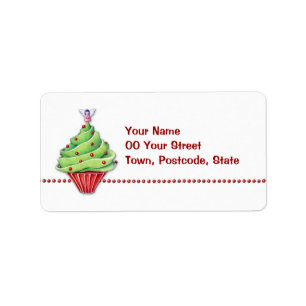 Étiquette de adresse de Noël Tree Cupcake