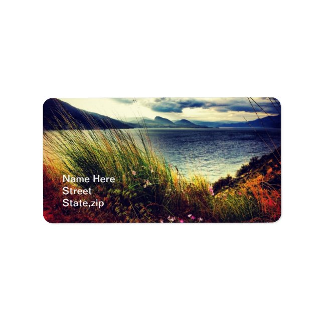 Étiquette de adresse de nuages bleu foncé du lac G (Devant)