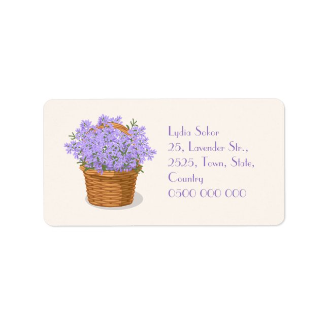 Étiquette de adresse de panier Lavande personnalis (Devant)