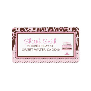 Étiquette de adresse de petit gâteau de fille de