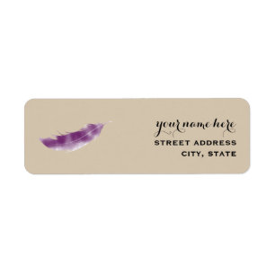 Étiquette de adresse de plume d'aquarelle violet