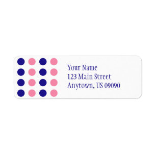 Étiquette de adresse de pois (rose-clair/bleu)