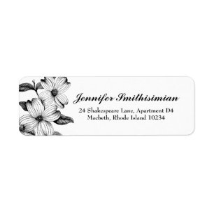 Étiquette de adresse de retour de fleurs de