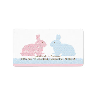 Étiquette de adresse de retour de lapins jumeaux