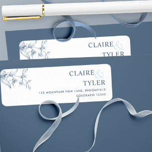 Étiquette de Adresse de Retour de Mariage Bleu Chi