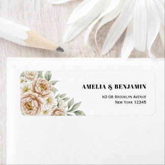 Étiquette de Adresse de Retour de Mariage Florale 