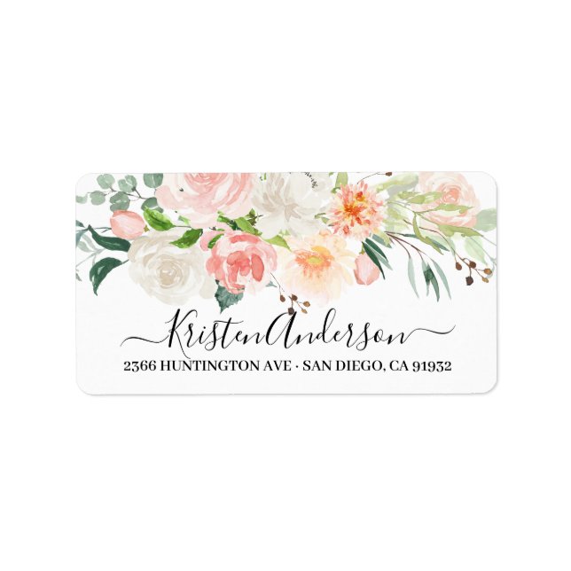 Étiquette de Adresse de Retour Fleurie Aquarelle R (Devant)