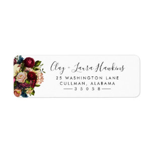 Étiquette de adresse   de retour floral