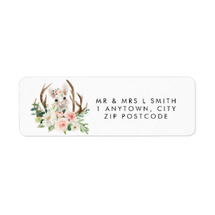 étiquette de adresse de retour floral de lapin