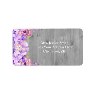 Étiquette de adresse de retour floral lilas