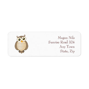Étiquette de adresse de retour mignon du hibou