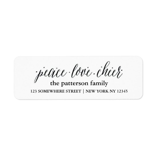 Étiquette de adresse de vacances Peace Love Joie 1 (Devant)