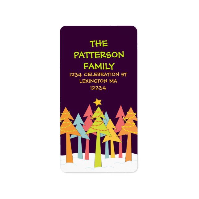 Étiquette de adresse de vacances Retro Christmas T (Devant)