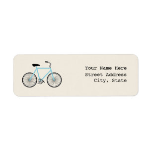 Étiquette de adresse de vélo bleu clair