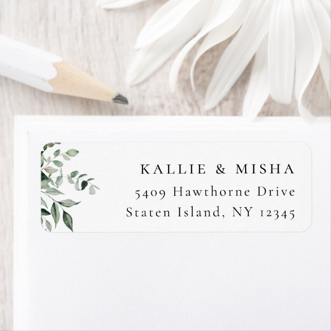 Étiquette de adresse de verdure botanique naturell (En situation)