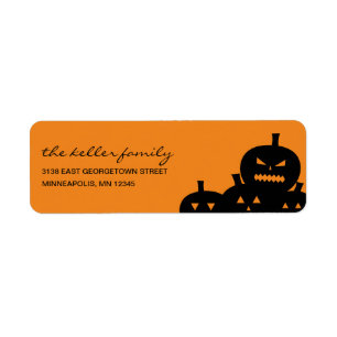 Étiquette de adresse d'Halloween Citrouille sculpt