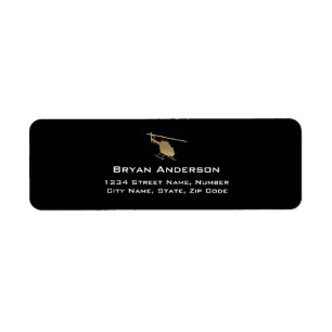 Étiquette de adresse d'hélicoptère Gold