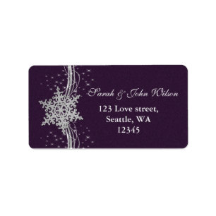 étiquette de adresse d'hiver violet Silver Snowfla