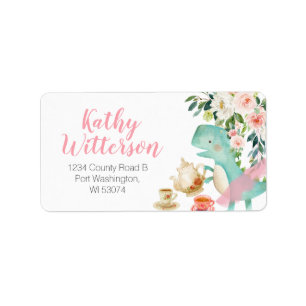 Étiquette de adresse Dinosaur Tea Party Guest Baby