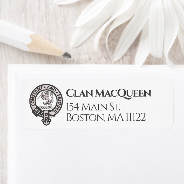Étiquette de adresse d'insigne Scottish Clan MacQu (En situation)