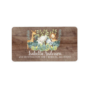 Étiquette de adresse du Baby shower animal de la j