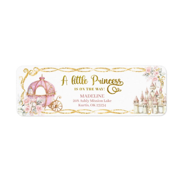 Étiquette de adresse du Baby shower Royal Princess (Devant)