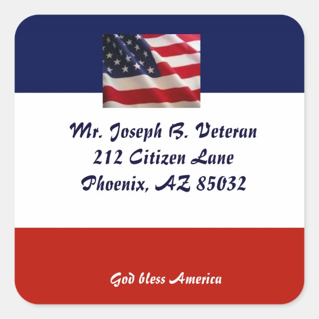 Étiquette de adresse du drapeau patriotique améric (Devant)
