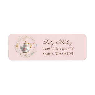 Étiquette de adresse du salon de thé Baby shower C
