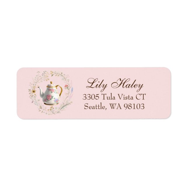Étiquette de adresse du salon de thé Baby shower C (Devant)