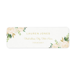 Étiquette de adresse élégant à florale rose or