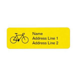 Étiquette de adresse en silhouette de vélo noir