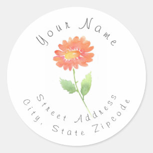Étiquette de adresse Fleur marguerite Peach Waterc
