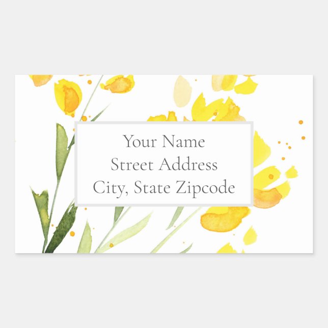 Étiquette de adresse Fleur sauvage jaune (Devant)
