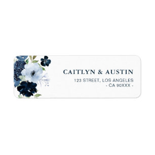 étiquette de adresse floral bleu marine et bleu cl
