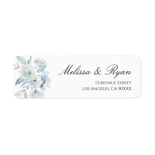 étiquette de adresse floral bleu poussiéreux (Devant)