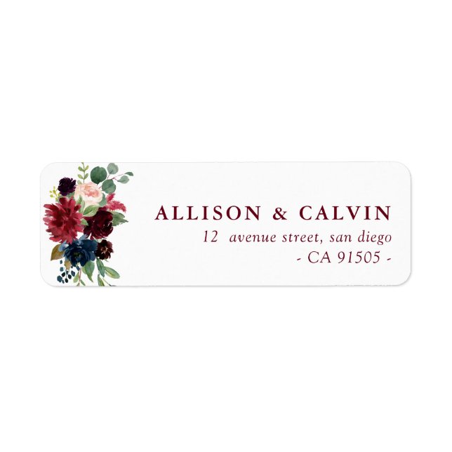 étiquette de adresse floral brun de la marine bord (Devant)